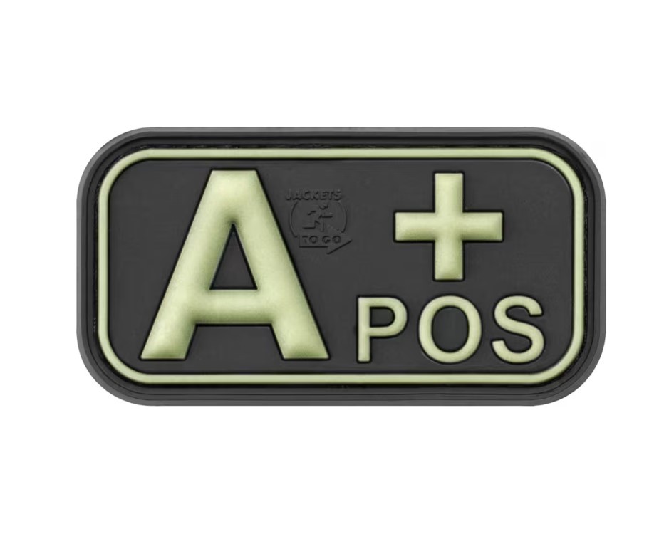BLOODTYPE RUBBER PATCH A POS GLOW IN THE DARK
