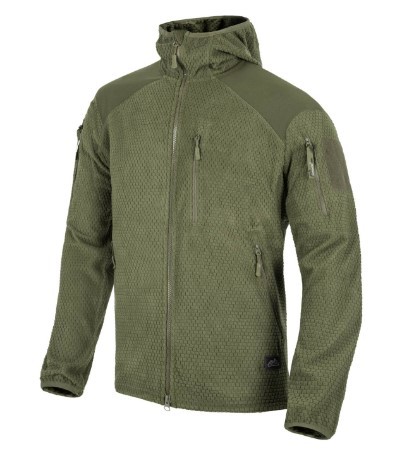 [252133] HELIKON-TEX ALPHA HOODIE JACKET GRID FLEECE OLIVE GREEN L