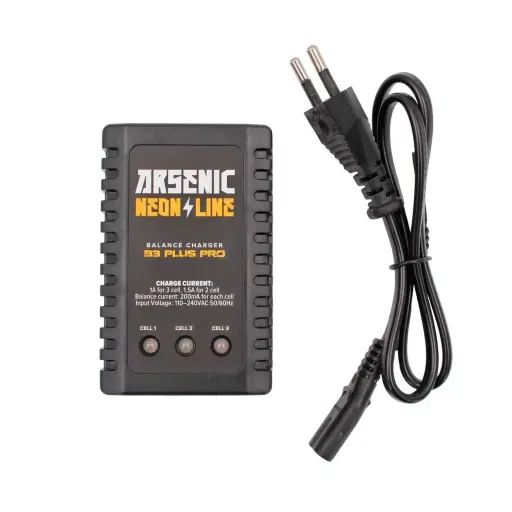 [249546] CARGADOR BATERIA ARSENIC BALENCEADOR PRO B3 PLUS LIPO LI ION 7.4V 11.1V 20W NEGRO
